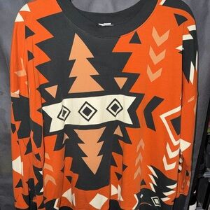 LuLaRoe Orange and Black Geometric Top